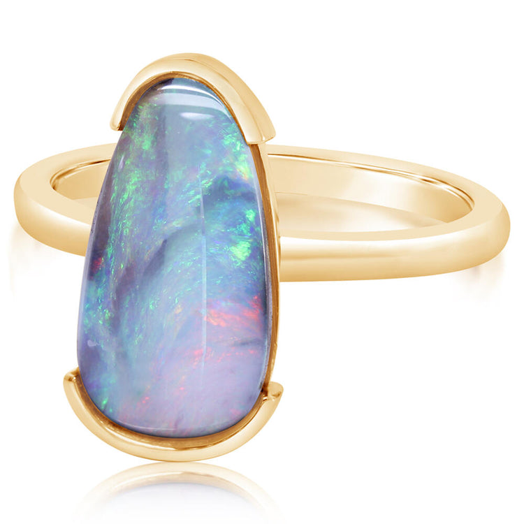 14K Yellow Gold Australian Boulder Opal Ring