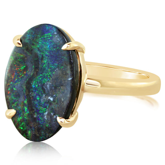 14K Yellow Gold Australian Boulder Opal Ring