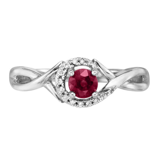 14K Yellow Gold Idaho Garnet/Diamond Ring