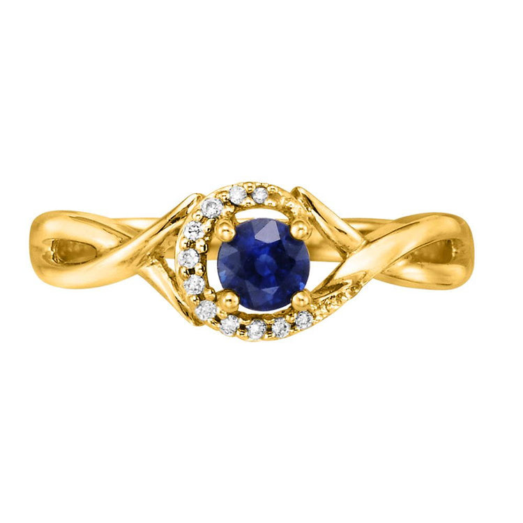 14K Yellow Gold Blue Sapphire/Diamond Ring