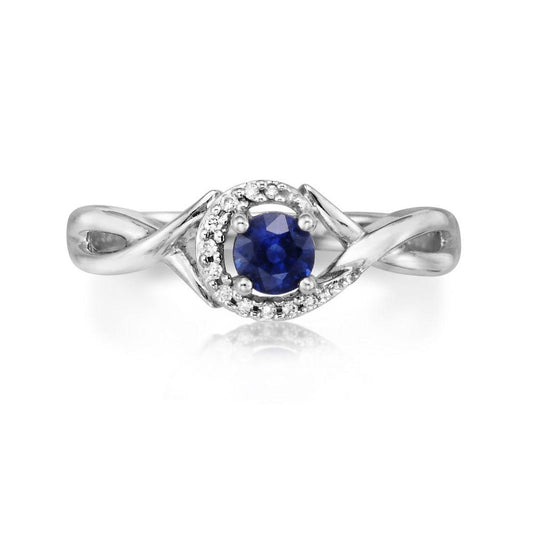 14K White Gold Blue Sapphire/Diamond Ring