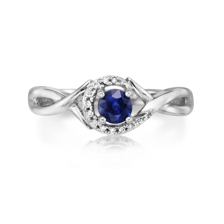 14K White Gold Blue Sapphire/Diamond Ring