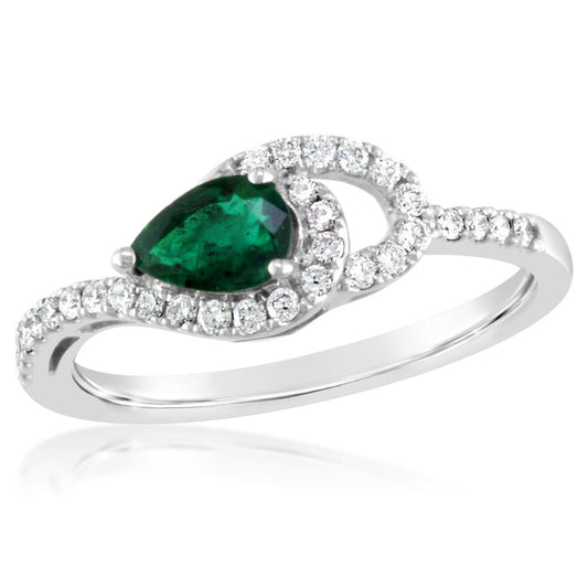 14K White Gold Emerald/Diamond Ring