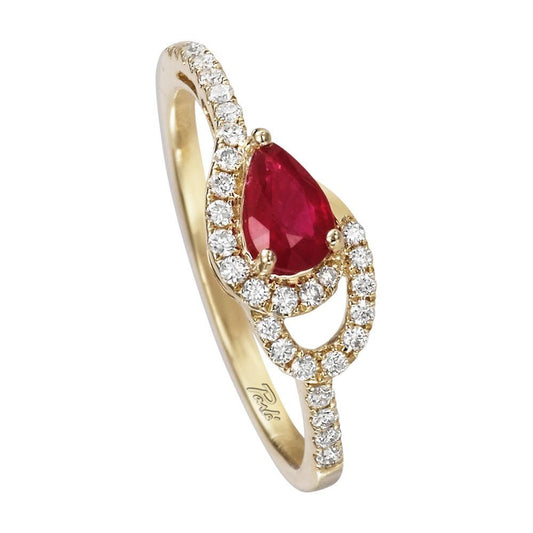 14K Yellow Gold Ruby/Diamond Ring