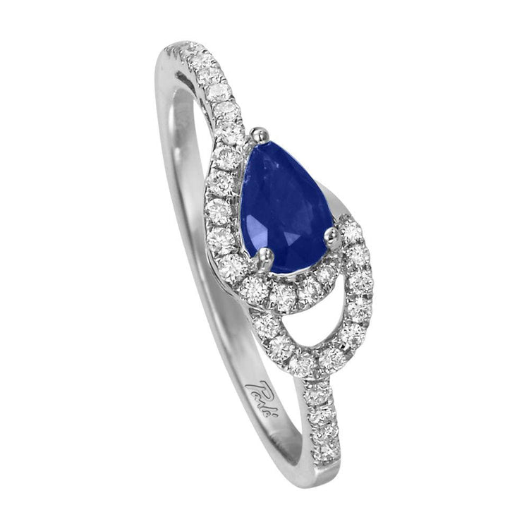 14K White Gold Sapphire/Diamond Ring