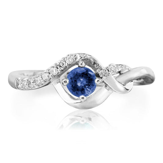 14K White Gold Blue Sapphire/Diamond Ring