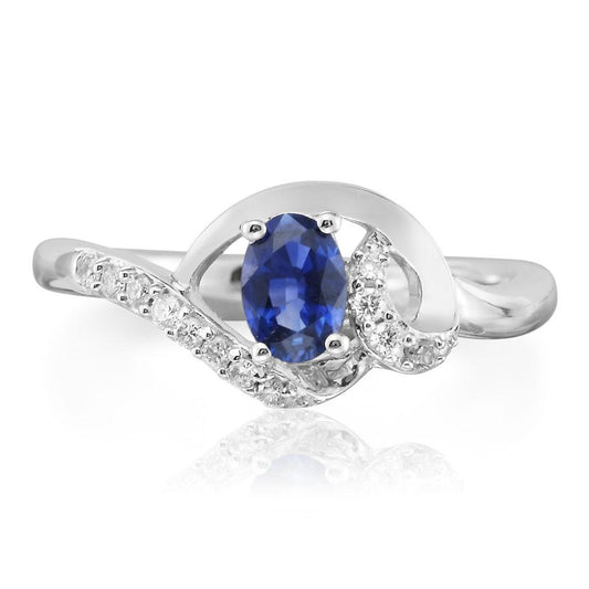 14K White Gold Blue Sapphire/Diamond Ring