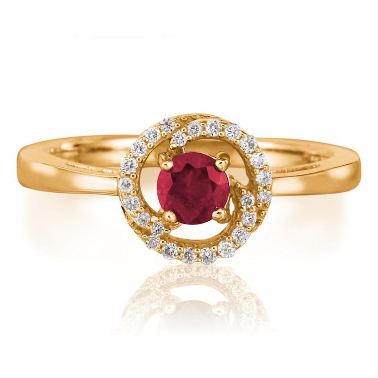 14K Yellow Gold Ruby Diamond Ring