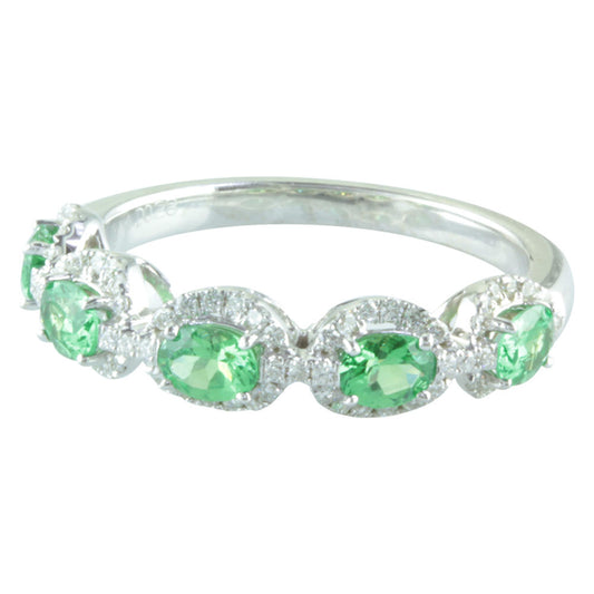 14K White Gold Tsavorite/Diamond Ring