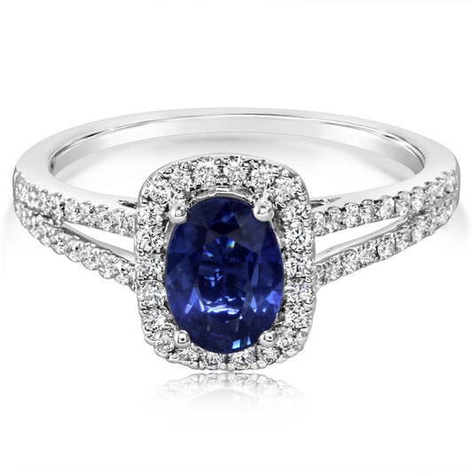 14K White Gold Sapphire/Diamond Ring