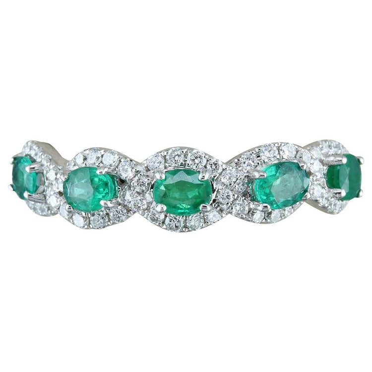 14K White Gold Emerald/Diamond Ring