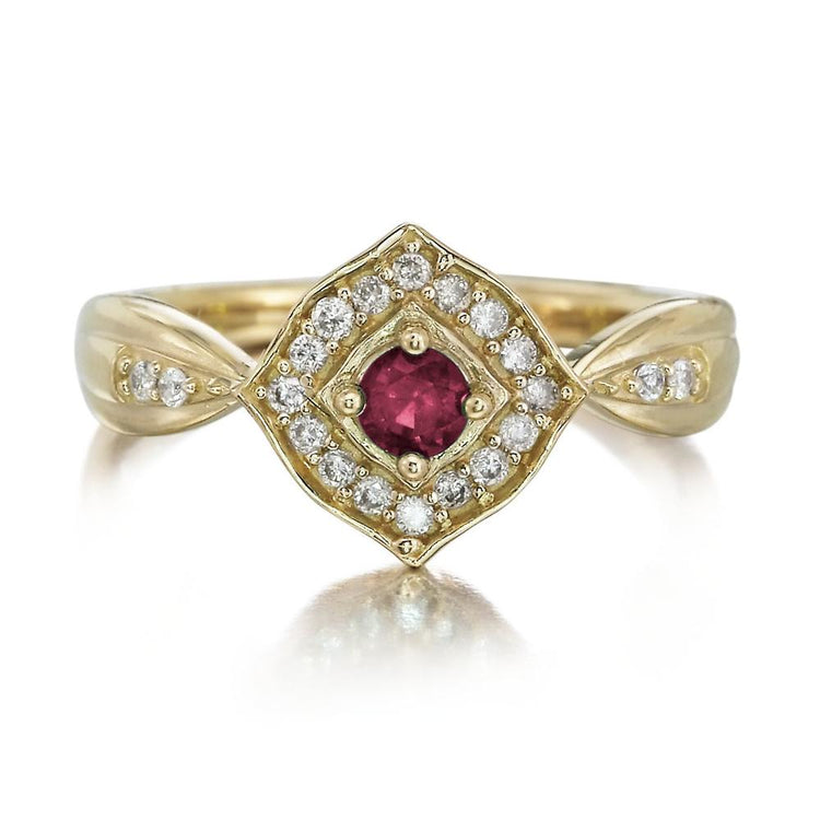 14K Yellow Gold Ruby/Diamond Ring