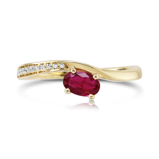 14K Yellow Gold Ruby/Diamond Ring