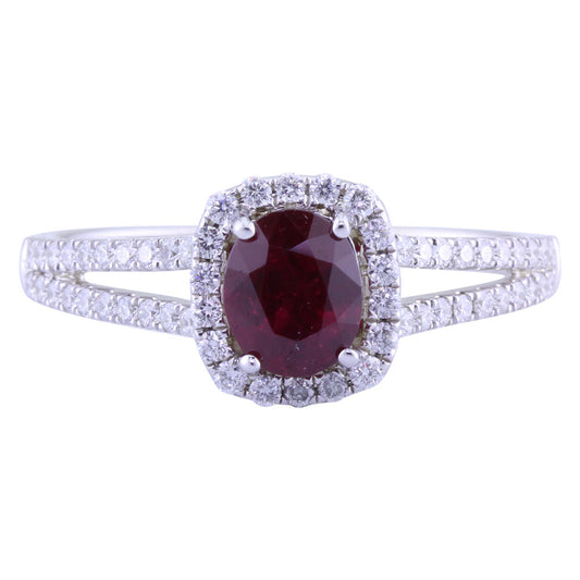 14K White Gold Ruby/Diamond Ring