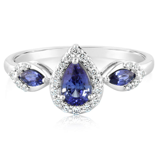 14K White Gold Sapphire/Diamond Ring