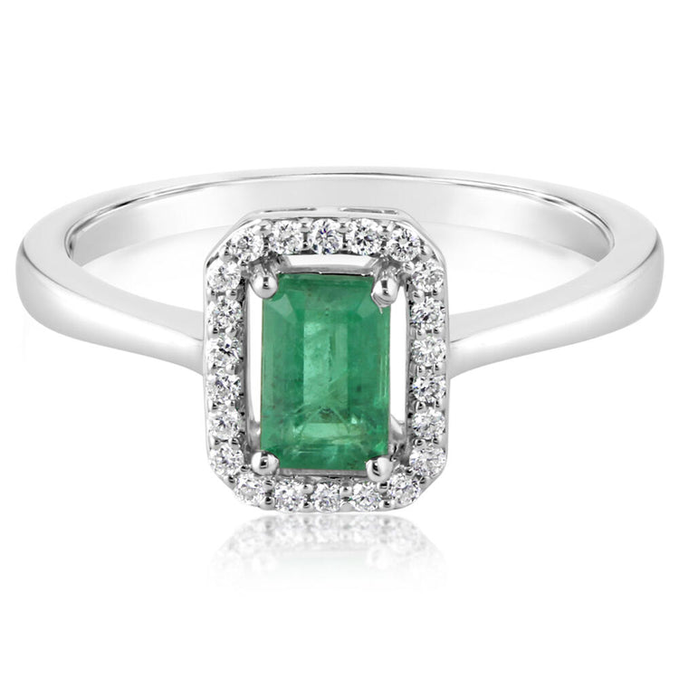 14K White Gold Emerald/Diamond Ring