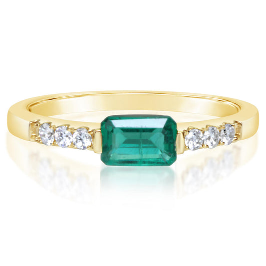 14K Yellow Gold Emerald/Diamond Ring