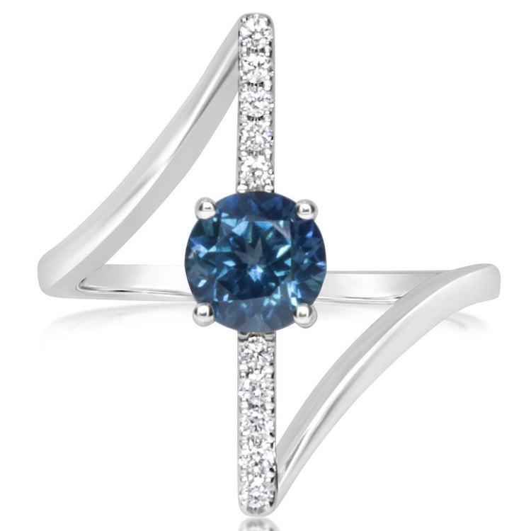 14K White Gold Montana Sapphire/Diamond Ring