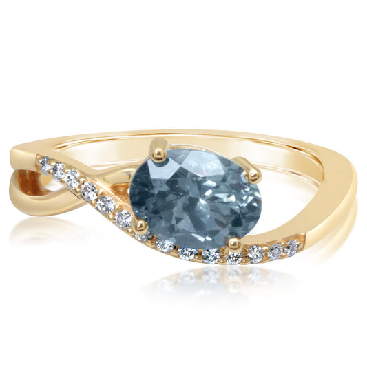 14K Yellow Gold Montana Sapphire/Diamond Ring