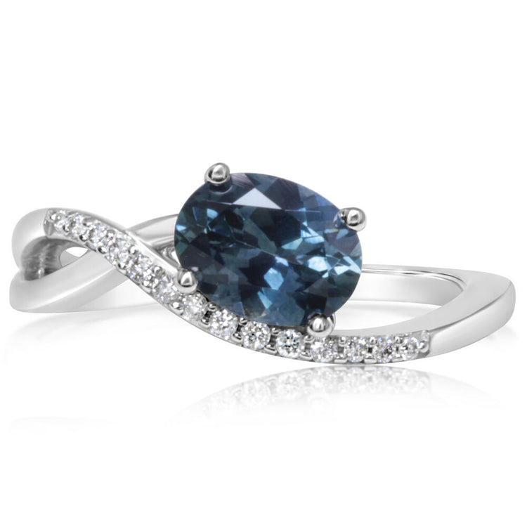 14K White Gold Montana Sapphire/Diamond Ring