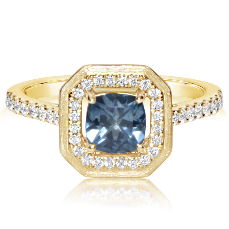 14K Yellow Gold Montana Sapphire/Diamond Ring