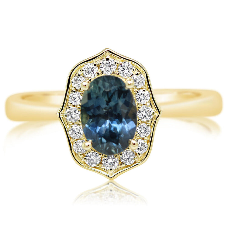 14K Yellow Gold Montana Sapphire/Diamond Ring