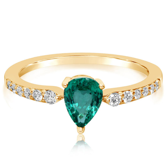 14K Yellow Gold Emerald/Diamond Ring