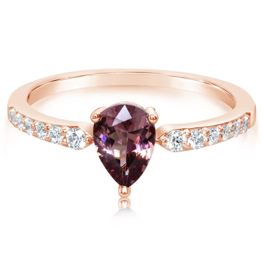 14K Rose Gold Lotus Garnet/Diamond Ring