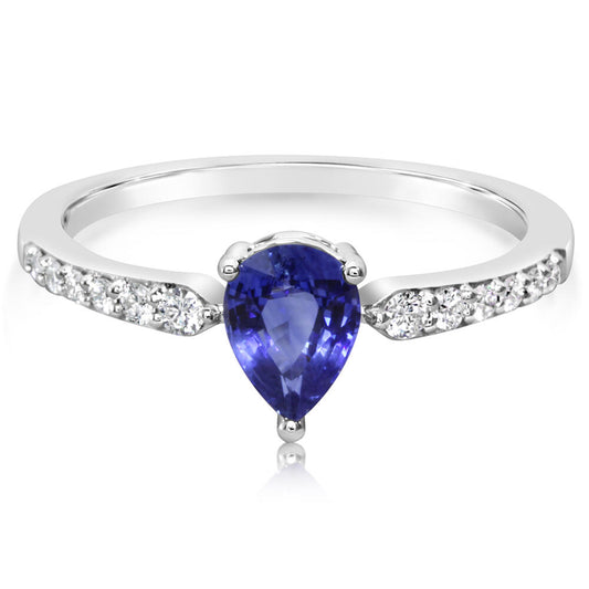 14K White Gold Sapphire/Diamond Ring