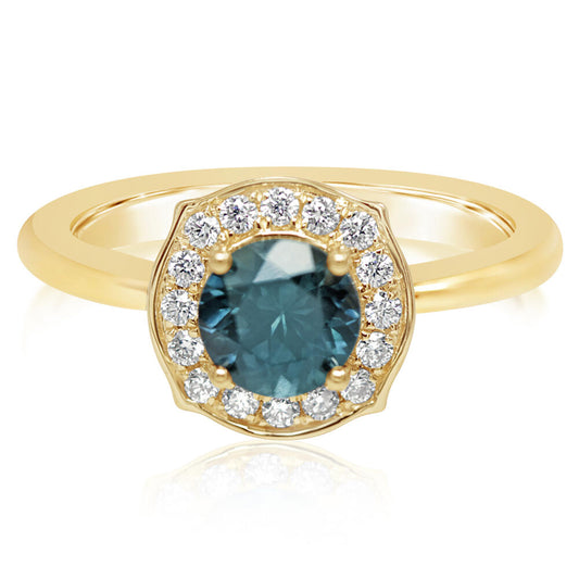 14K Yellow Gold Montana Sapphire/Diamond Ring