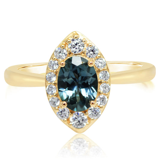 14K Yellow Gold Montana Sapphire/Diamond Ring