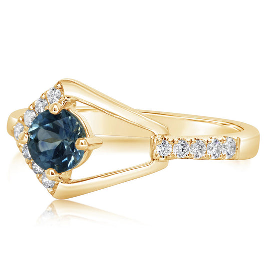 14K Yellow Gold Montana Sapphire/Diamond Ring