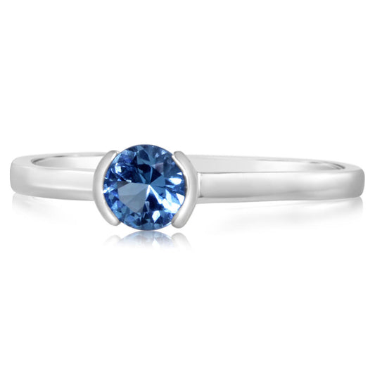 14K White Gold Blue Topaz Ring