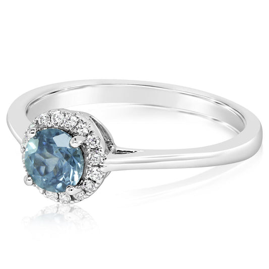 14K White Gold Montana Sapphire/Diamond Ring