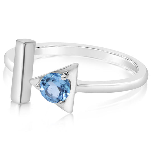 14K White Gold Blue Topaz Ring