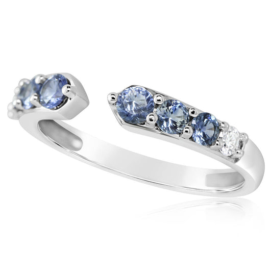 14K White Gold Montana Sapphire/Diamond Ring