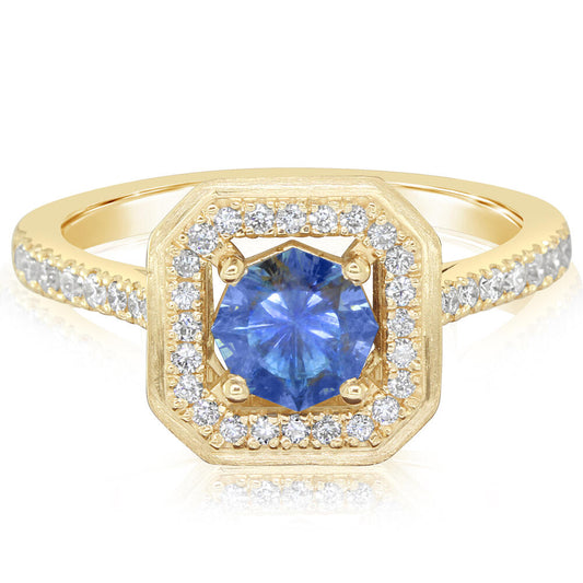 14K Yellow Gold Montana Sapphire/Diamond Ring