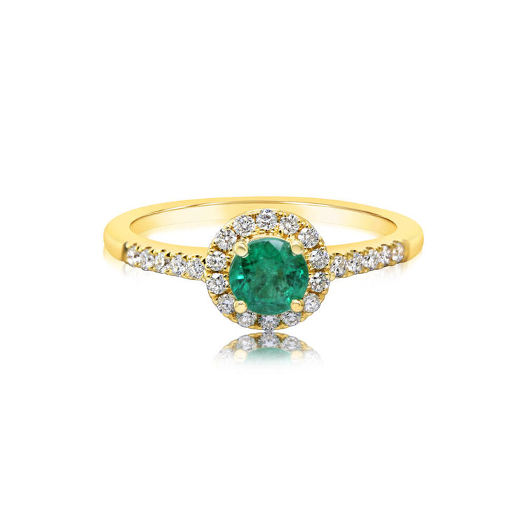 14K Yellow Gold Emerald/Diamond Ring