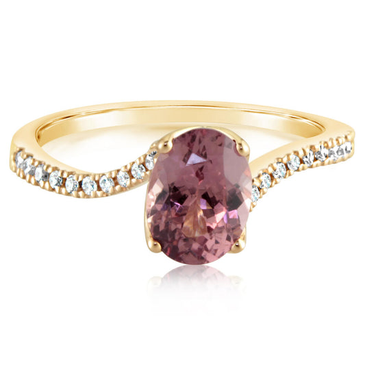 14K Rose Gold Lotus Garnet/Diamond Ring