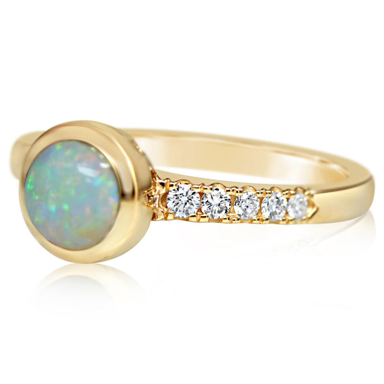 14K White Gold Australian Opal/Diamond Ring