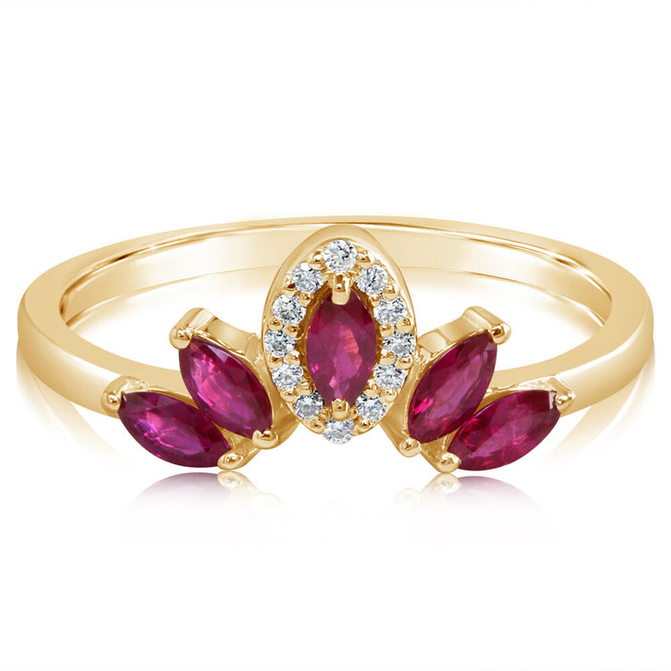 14K Yellow Gold Ruby/Diamond Ring