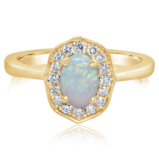 14K Yellow Gold Australian Opal/Diamond Ring