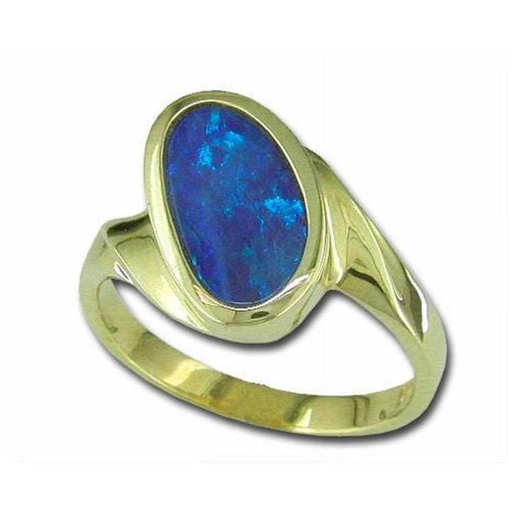 14K Gold Australian Opal Doublet Ring