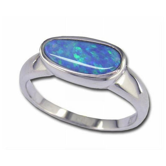 14K White Gold Australian Opal Doublet Ring