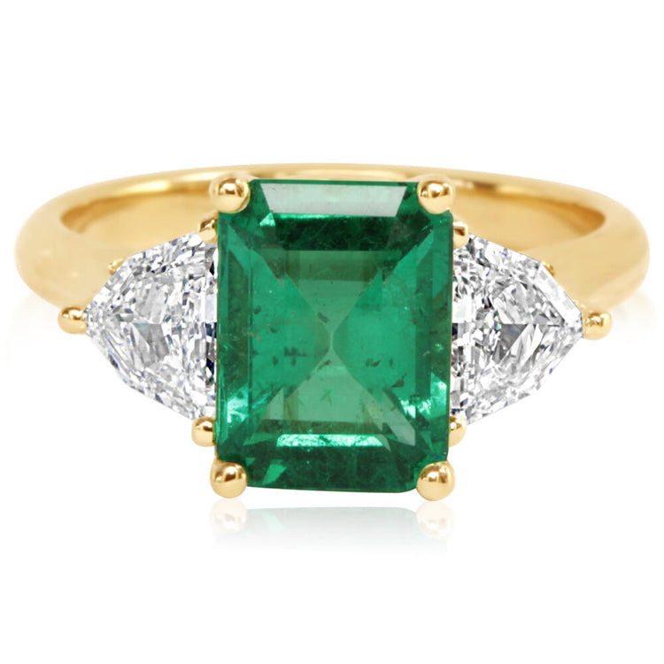 18K Yellow Gold Brazilian Emerald/Diamond Ring