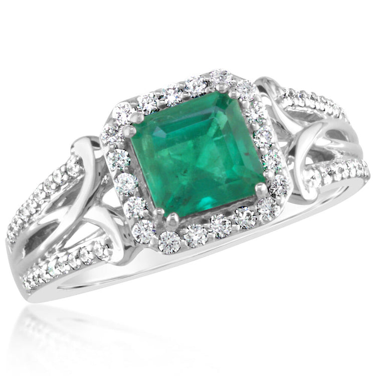 18K White Gold Brazilian Emerald/Diamond Ring