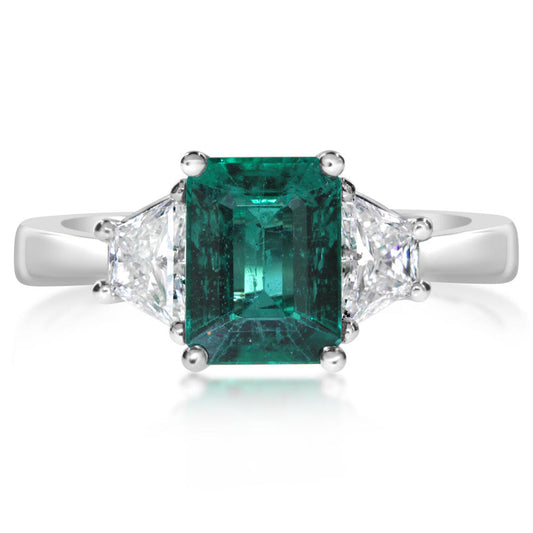 18K White Gold Emerald/Diamond Ring