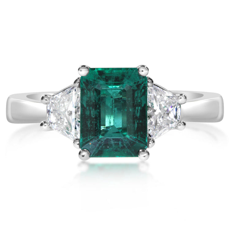 18K White Gold Emerald/Diamond Ring