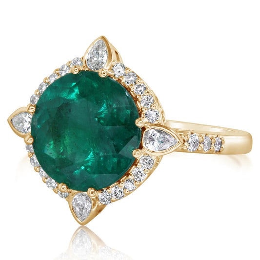 18K Yellow Gold Emerald/Diamond Ring