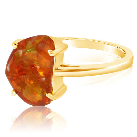 14K Yellow Gold Fire Opal Ring